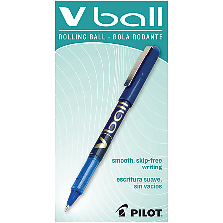 Pilot® V-Ball™ Liquid Ink Rollerball Pens, Fine Point, 0.7 mm, Blue Barrel, Blue Ink, Pack Of 12 Pens