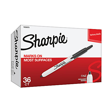 Sharpie Retractable Permanent Markers Fine Point Black Box Of 12 - Office  Depot