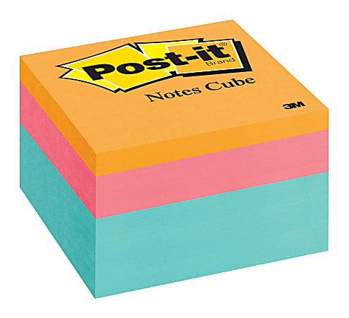 Post it® Notes Memo Cubes, 3" x 3", Aqua Wave , Pack Of 1 Cube