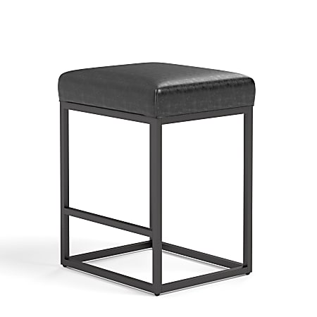 ALPHA HOME Faux Leather Counter-Height Stool, Black