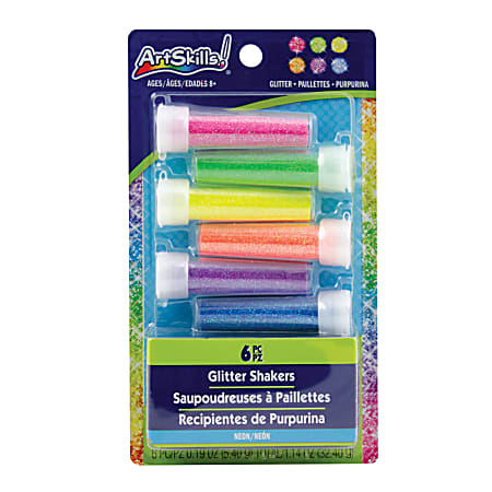ArtSkills&reg; Glitter Shakers, Assorted Neon Colors, Pack of 6