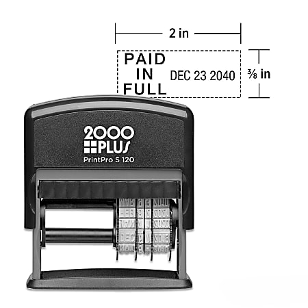 Custom 2000 Plus® PrintPro™ 120D Self-Inking Economy Plastic Dater/Date Stamp, 1-Color, 3/8" x 2" Rectangle