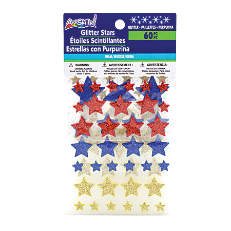 ArtSkills® Glitter Foam Stars, Multicolor, Pack Of 60