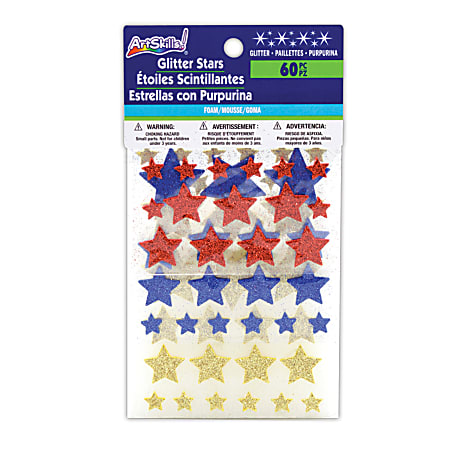 ArtSkills&reg; Glitter Foam Stars, Multicolor, Pack Of 60
