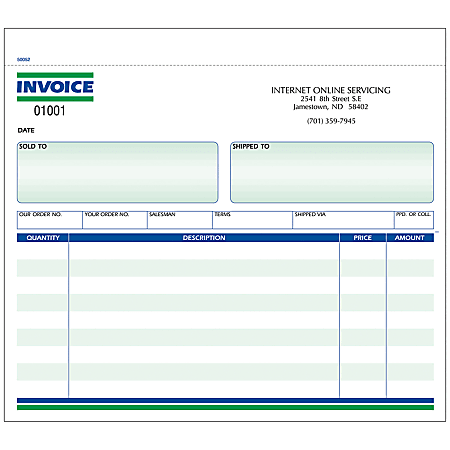 Custom Carbonless Business Forms, Pre-Formatted, Invoice Forms, Ruled, 8 1/2&rdquo; x 7&rdquo;, 2-Part, Box Of 250