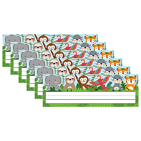 Creative Teaching Press Name Plates, 9-1/2" x 3-1/4", Jungle Friends, 36 Plates Per Pack, Bundle Of 6 Packs