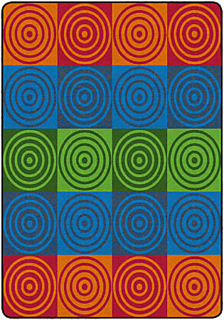 Flagship Carpets Bull's-Eye Block, Rectangle, 6' x 8' 4", Multicolor
