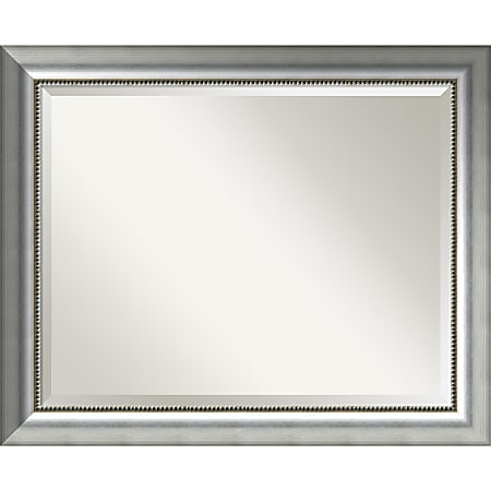 Amanti Art Vegas Burnished Silver Rectangular Wall Mirror, 26 3/4"H x 32 3/4"W, Silver