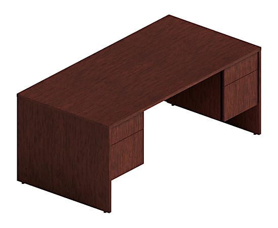 Global® Genoa Desk, Double Pedestal, 29"H x 72"W x 36"D, Mahogany