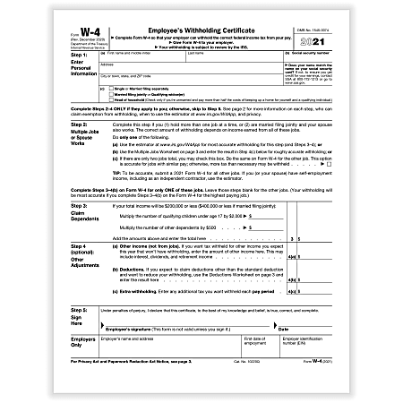 ComplyRight™ W-4 Forms, Employee's Withholding Certificate, 8-1/2" x 11", Pack Of 50 Forms