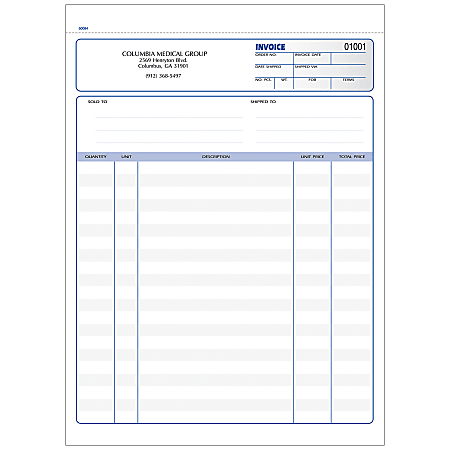 Custom Carbonless Business Forms Pre Formatted Invoice Forms Ruled 8 12 ...