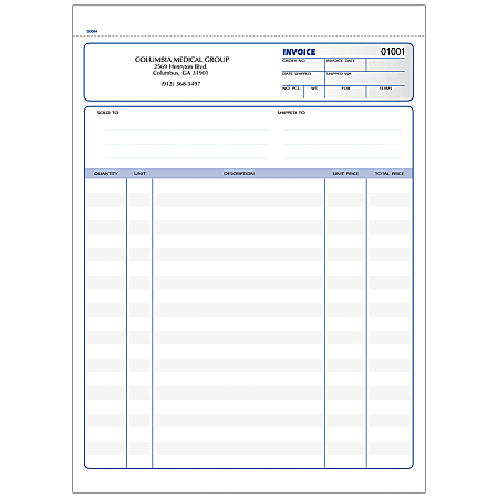 Custom Carbonless Business Forms, Pre-Formatted, Invoice Forms, Ruled, 8 1/2” x 11”, 3-Part, Box Of 250