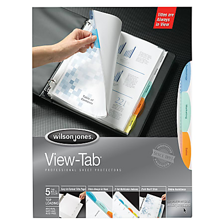 Wilson Jones® View-Tab® Sheet Protectors, 5-Tab, Multicolor