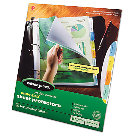 Wilson Jones® View-Tab® Sheet Protectors, 8-Tab, Multicolor