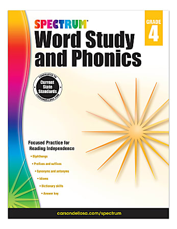 Carson-Dellosa Spectrum Word Study And Phonics Workbook, Grade 4