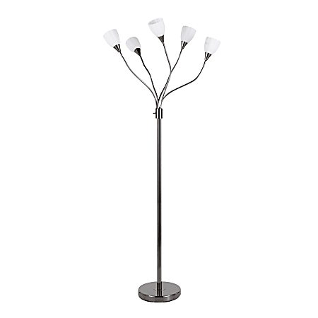 LumiSource Medusa Contemporary Floor Lamp, 71-3/4"H, White Shade/Black Base