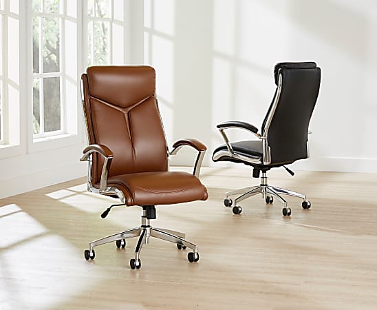 Realspace Cressfield Bonded Leather High Back Executive Chair BlackSilver  BIFMA Compliant - Office Depot