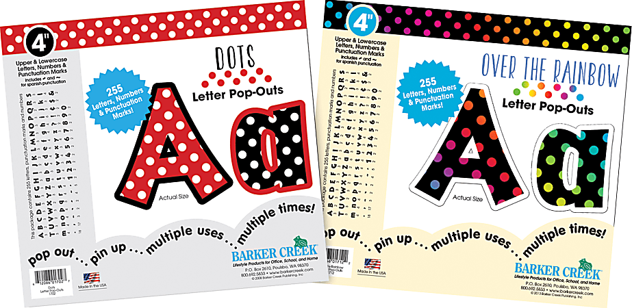 Barker Creek Letter Pop-Outs, 4", Dot To Dot, Set Of 510 Pop-Outs