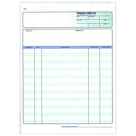 Custom Carbonless Business Forms, Pre-Formatted, Purchase Order Forms, Ruled, 8 1/2” x 11”, 3-Part, Box Of 250