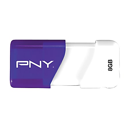 PNY Compact Attaché USB Flash Drive, 8GB, Purple/White