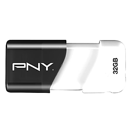 PNY Compact Attaché USB Flash Drive, 32GB, Black/White