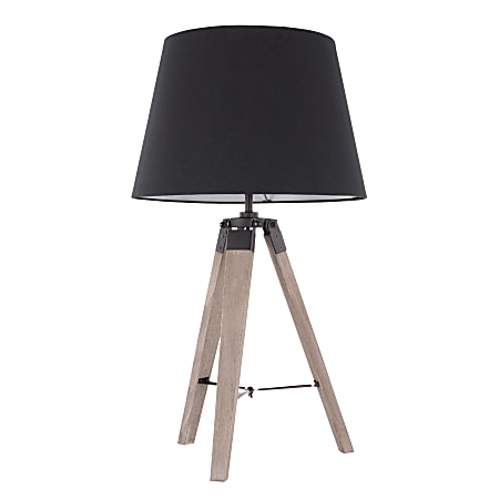 Lumisource Compass Mid-Century Modern Table Lamp, Grey Washed Wood/Black