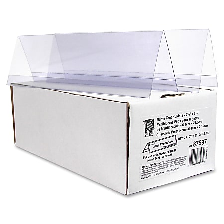 C-Line Tent Card Holders 4 1/4" x 11" Rigid Heavyweight Clear Plastic 25/Box 