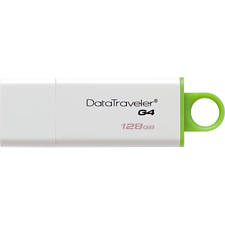 Kingston 128GB DataTraveler G4 USB 3.0 Flash Drive - 128 GB - USB 3.0 - Green, White