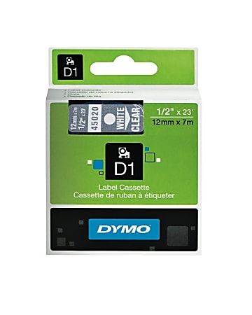 DYMO® D1 Electronic Label Maker Tape, 0.5" x 23', White Print/Clear Label