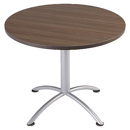 Iceberg® iLand 36"W Hospitality Table, Round, Brown/Chrome