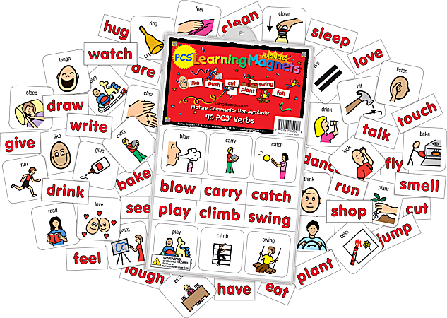 Barker Creek® Magnets, Learning Magnets®, PCS® Verbs Set, Grades Pre-K+, Pack Of 180