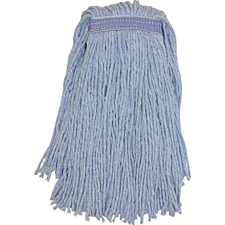 Genuine Joe Blended Yarn Mophead - #24 - Stain Resistant, Cut Ends, Durable, Narrow Headband - Yarn - Blue - 1 Each
