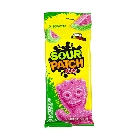 Sour Patch Kids Gum, Watermelon, 14 Pieces Per Pack, Bag Of 12 Packs