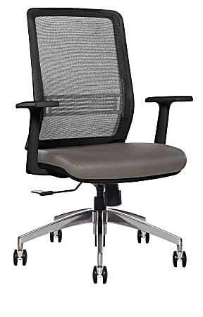 Sinfonia Sing Ergonomic Mesh/Fabric Mid-Back Task Chair With Antimicrobial Protection, Fixed T-Arms, Black/Gray/Black