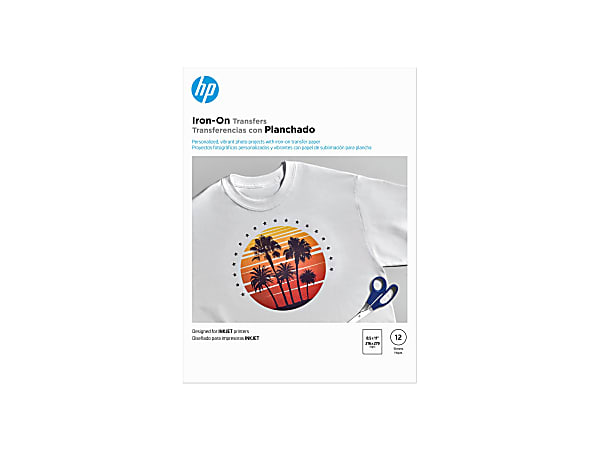 HP Iron-On T-Shirt Transfers, 8 1/2" x 11", Black, Pack Of 10 Sheets
