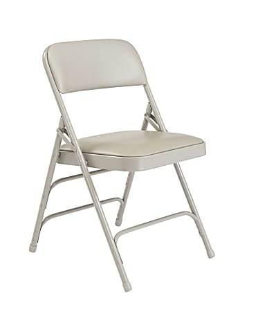 National Public Seating Vinyl Upholstered Triple Brace Folding Chairs, Gray, Pack Of 40