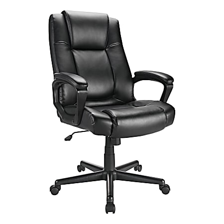 Realspace Hurston Bonded Leather High Back Executive Chair Black