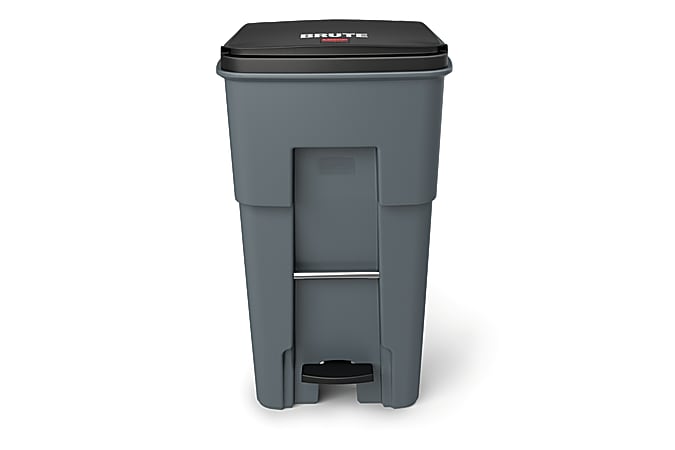 Rubbermaid® Commercial BRUTE® Rectangular Polyethylene Rollout Bin, Step-On, 65 Gallons, Gray