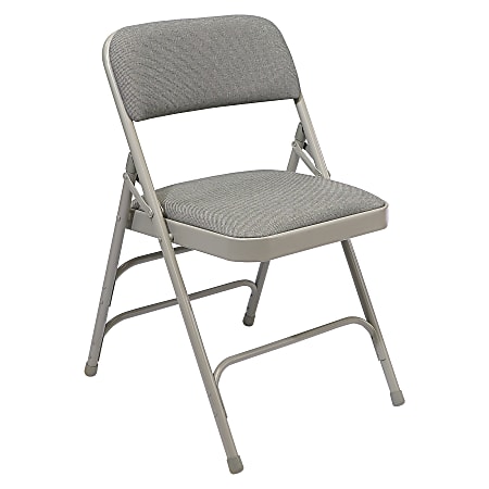 National Public Seating Fabric Upholstered Triple Brace Folding Chairs, 29 3/4"H x 18 3/4"W x 20 3/4"D, Gray, Pack Of 80