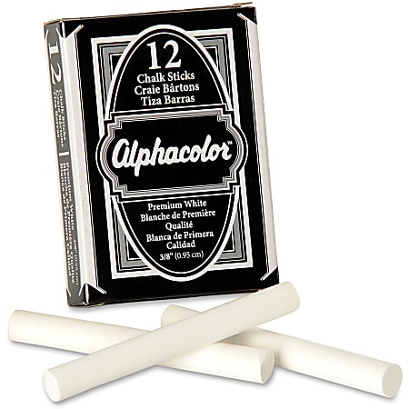 Alphacolor® Chalk Sticks, Premium White, Box Of 12