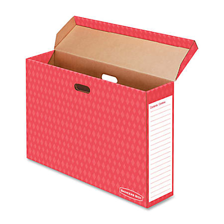 Bankers Box Bulletin Board Storage Boxes - Internal Dimensions: 18.13" Width x 7.13" Depth x 27.88" Height - External Dimensions: 28.6" Width x 7.5" Depth x 19.1" Height - 50 lb - Flip Top Closure - Corrugated Paper - White - For Bulletin Board