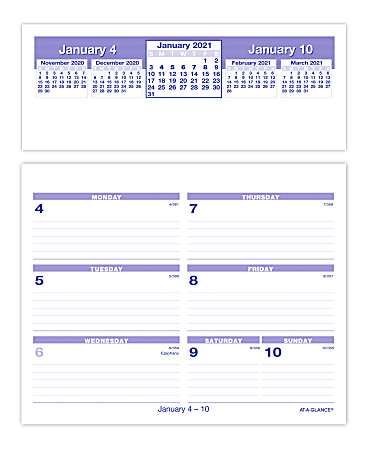 AT-A-GLANCE® Flip-A-Week Weekly Desk Calendar And Base, 5-1/2" x 7", January To December 2021, SW700X00