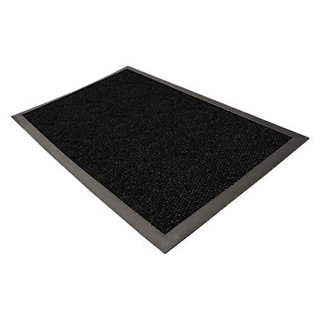 3'x5' Rectangle Solid Rubber Floor Mat Black - Genuine Joe