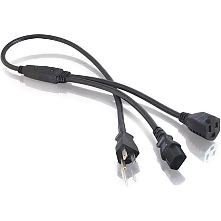 C2G 3ft 16 AWG 1-to-2 Power Cord Splitter (NEMA 5-15P to 1 NEMA 5-15R + 1 IEC320C13) - Power splitter - 29811
