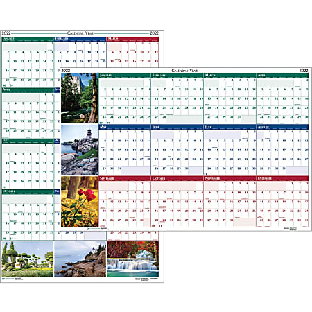 House of Doolittle Earthscapes Scenic Wipe-off Wall Planner - Julian Dates - Monthly - 1 Year - January 2022 till December 2022 - 32" x 48" Sheet Size - 1.13" x 1.38" Block - Assorted - Paper - Laminated, Erasable - 1 Each