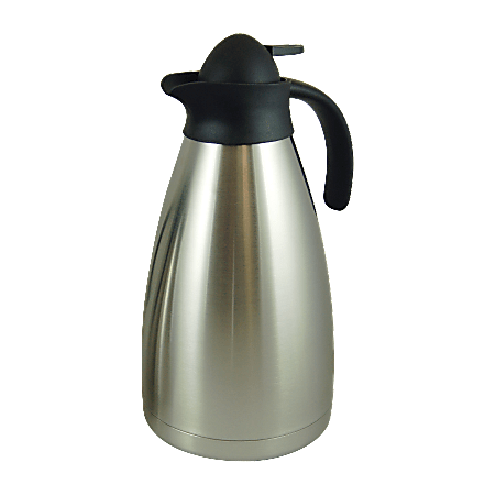 Genuine Joe 8-Cup Stainless-Steel Vacuum-Insulated Carafe, Silver/Black