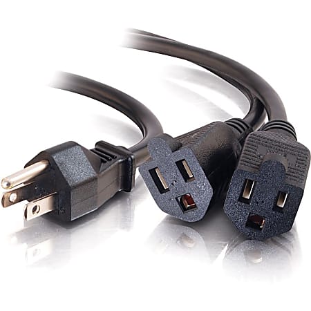 C2G 3ft 16 AWG 1-to-2 Power Cord Splitter (1 NEMA 5-15P to 2 NEMA 5-15R) - 3ft