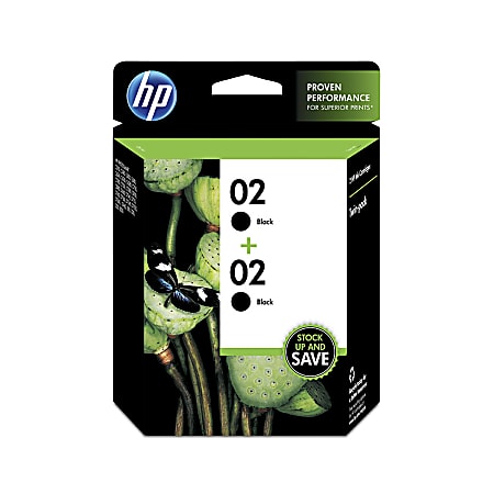 HP 02 Black Ink Cartridges, Pack Of 2, C9500FN