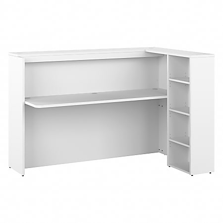 Bush Business Furniture Studio C 72"W Reception Computer Desk With Shelves, White, Standard Delivery