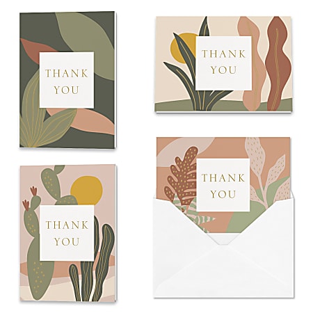 All Occasion Thank You "Depicted Succulents" Greeting Card Assortment With Envelopes, 4-7/8" x 3-1/2", Pack of 24